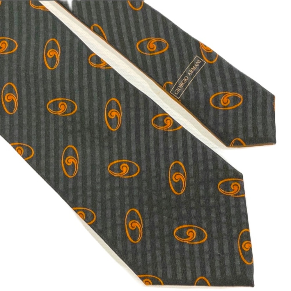 GIORGIO ARMANI Mens Silk Neck Tie Cravatte ~ Blue & Orange~ 58”~ EUC!